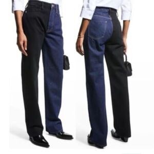 Frame Jeans Two Tone Le Jane Straight Leg High Rise Color Block NWT $298